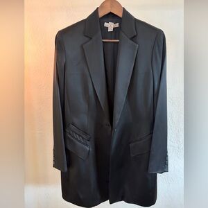 Anne Klein Black Satin Blazer Jacket Size 8